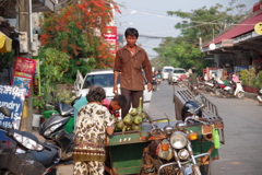 働く人 カンボジア 移動フルーツ販売