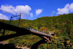 嵯峨野トロッコ列車と交差する山陰本線