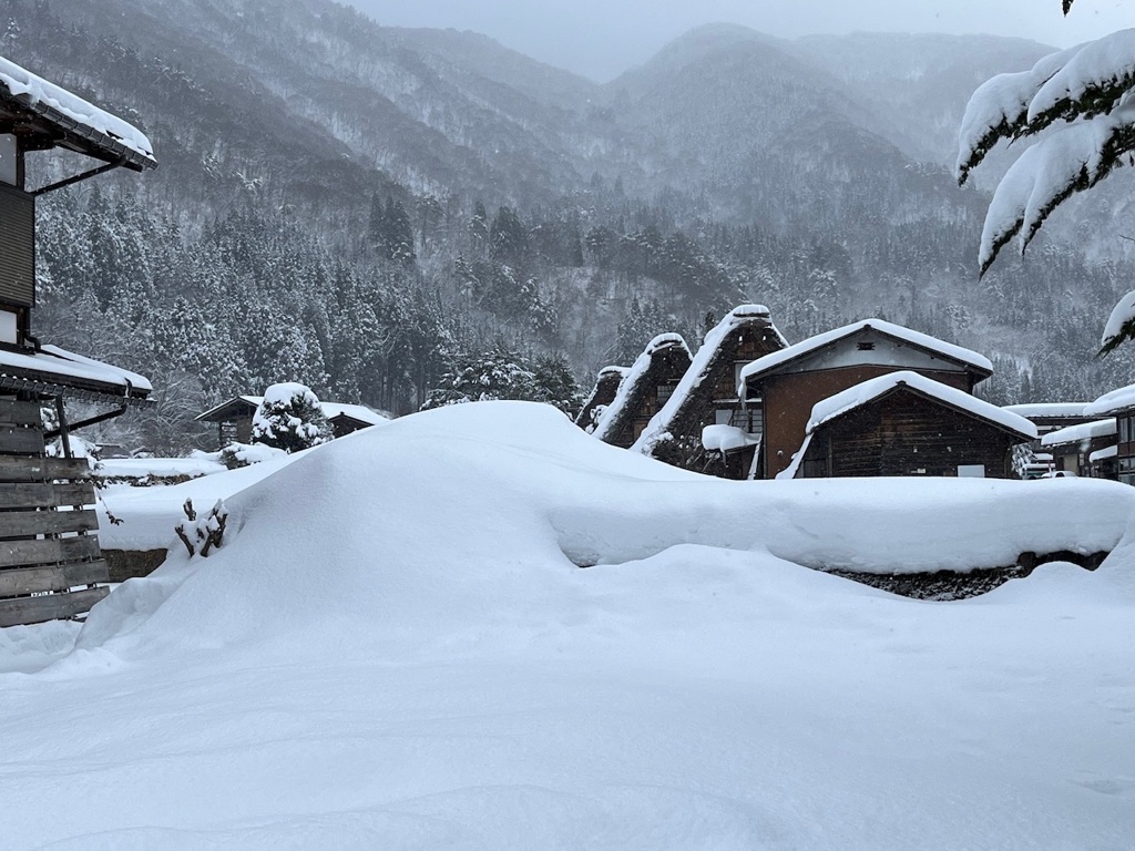 雪中　白川郷　合掌造りさん