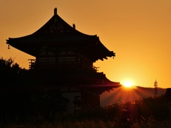 平城京・中秋の名月の夕陽