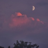 入道雲と上弦の月