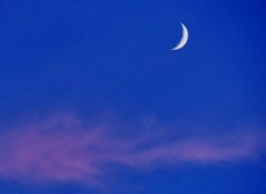 夕焼け雲と三日月と・・。