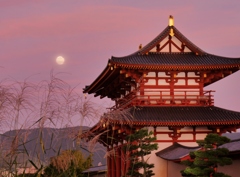夕焼けの中秋の名月1