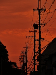 夕焼け空に・・。