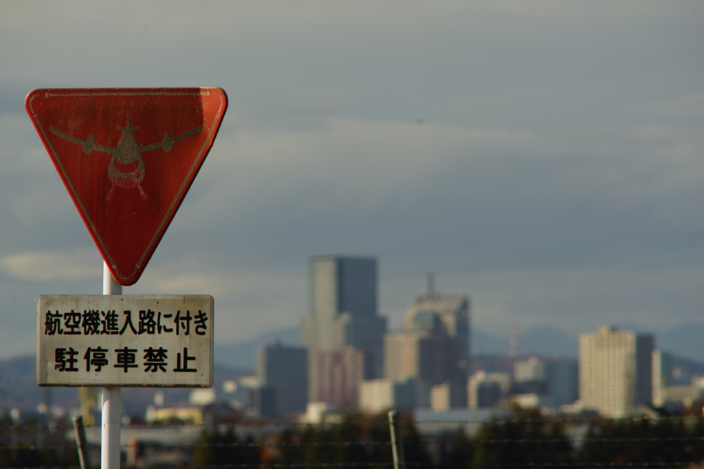 めずらしい標識と仙台の街並み