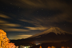 富士山　冬　夜空