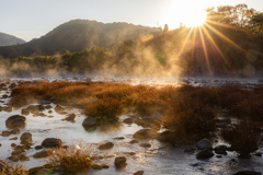 朝霧の川