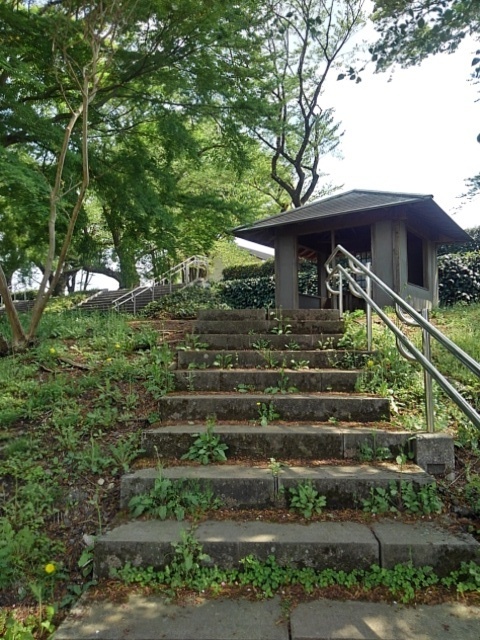 丘の階段と小さな休憩所（4月26日）