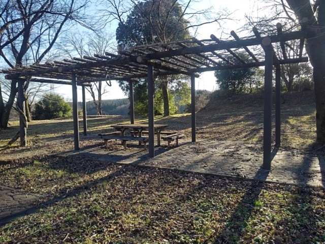 川崎城跡公園の丘の頂上の休憩所（1月5日）