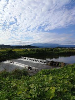 土手の道からの川（9月23日）