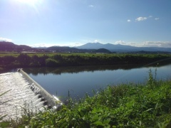 堰も見える川（6月27日）