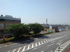 歩道橋から見えた市街地（5月24日）