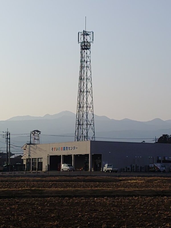 水田にある鉄塔（1月19日）