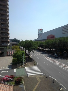 歩道橋から見えたベルモールの近くの道路（5月24日）