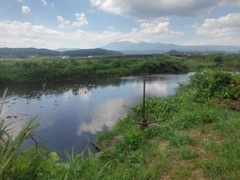 水門のハンドルと川の景色（7月31日）