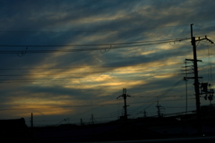 ガラス越しの夕景