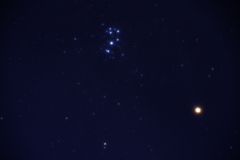 火星とプレアデス星団（スバル）