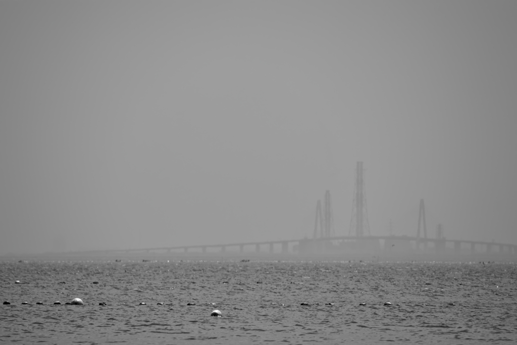 霞む新湊大橋