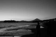 由比ヶ浜の夕日
