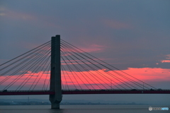 銚子大橋と夕日