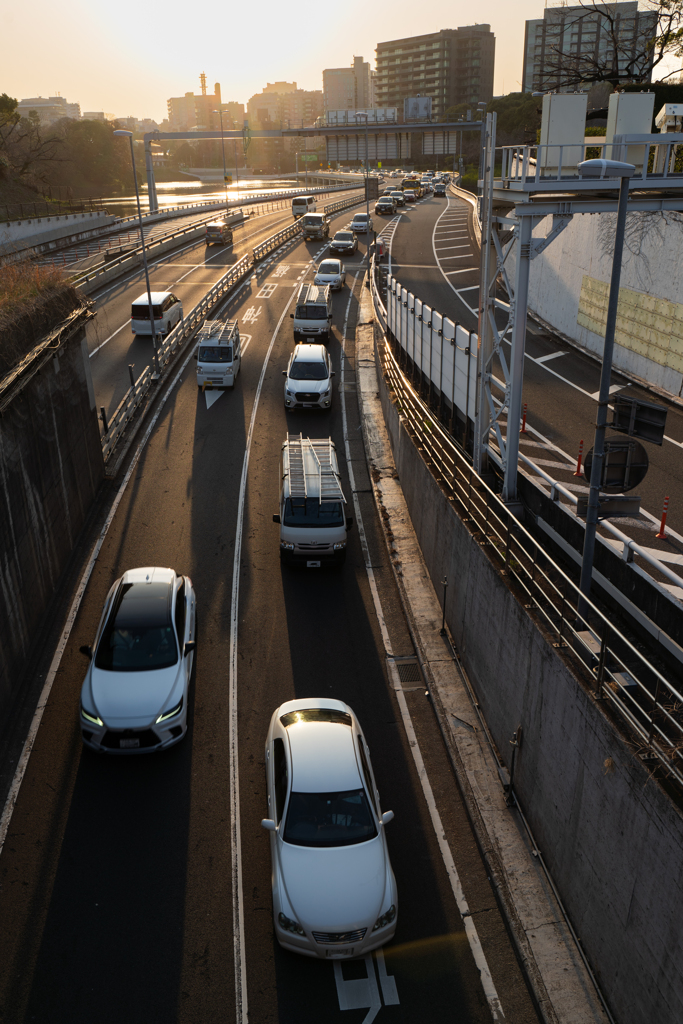 夕暮れの道路