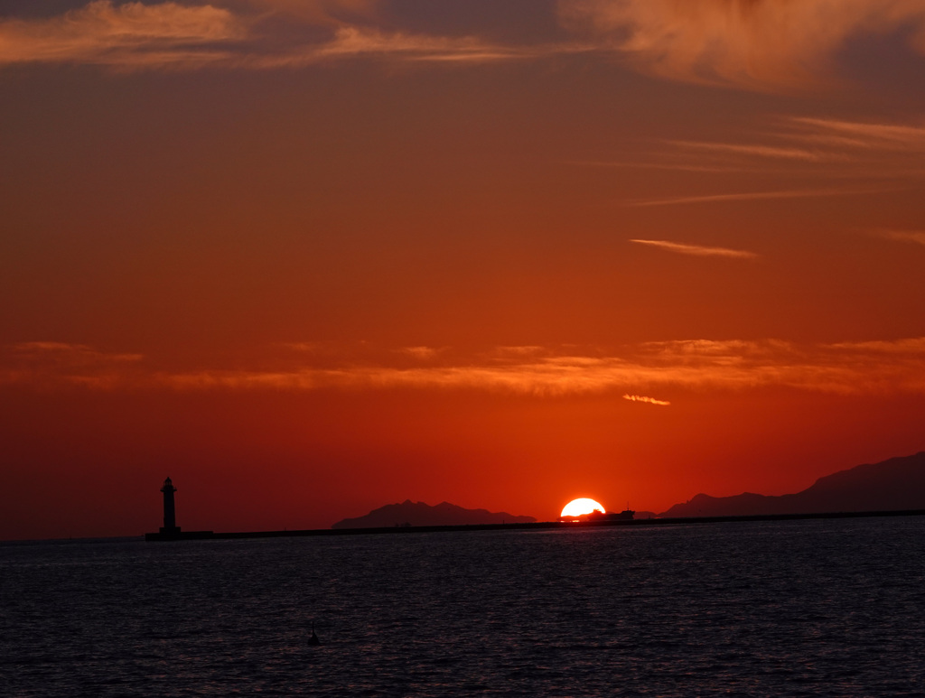 港の夕焼け