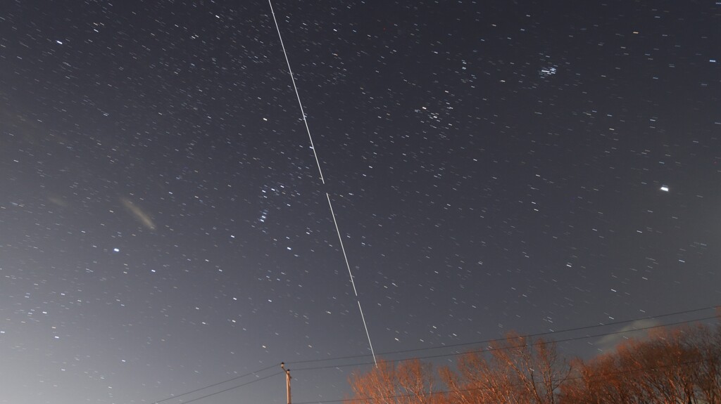 冬の夜空とＩＳＳ（1台目）