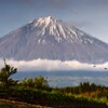 田んぼに映る富士山