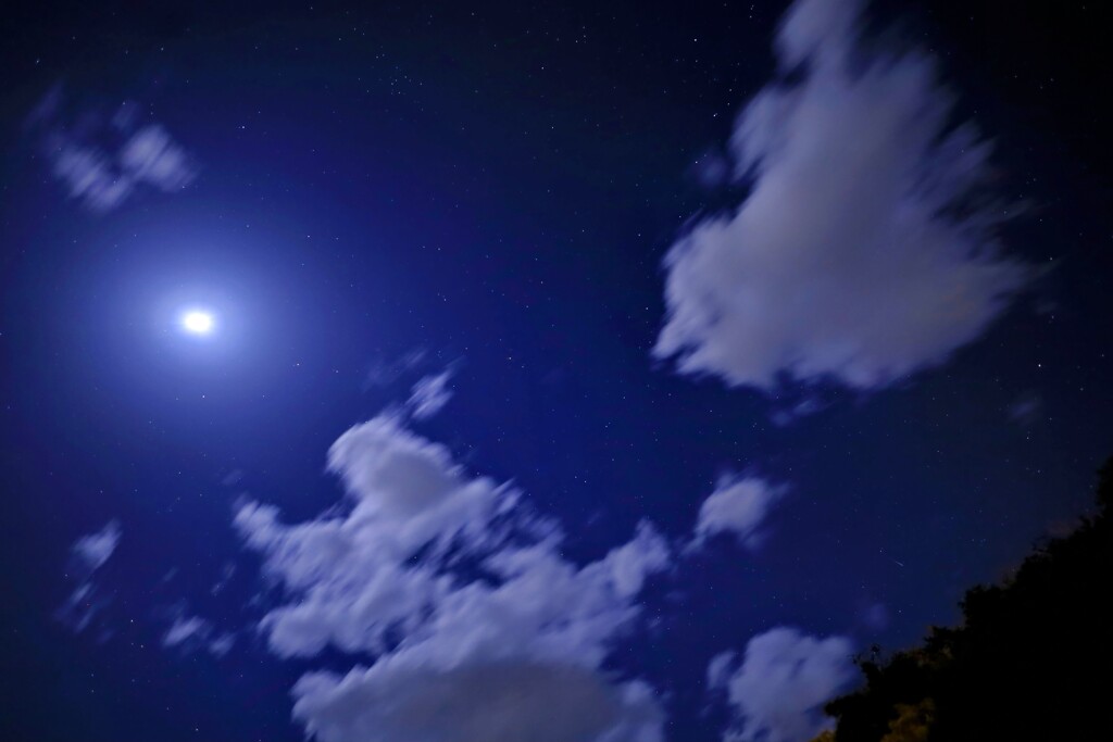 月明かりに照らされる夜の雲