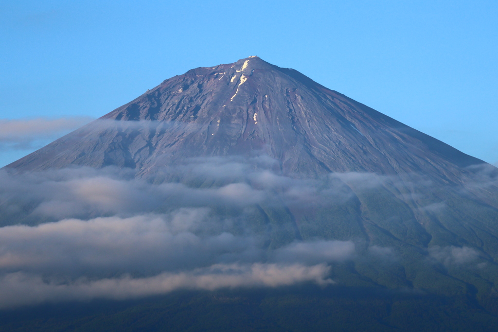夕暮れ時の富士山