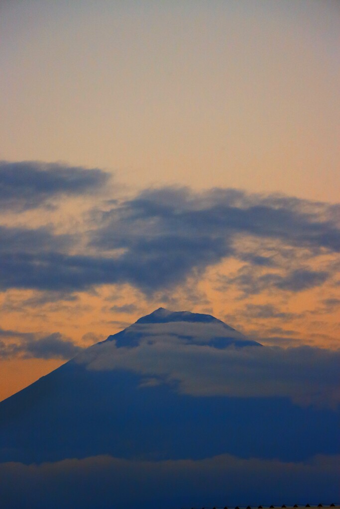 夕焼け空と富士