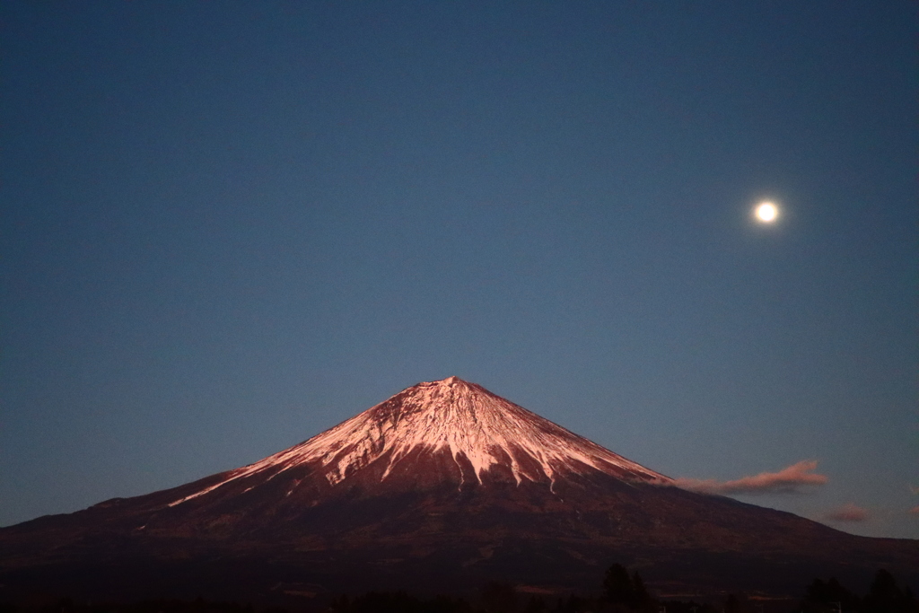 相変わらず夜富士と月