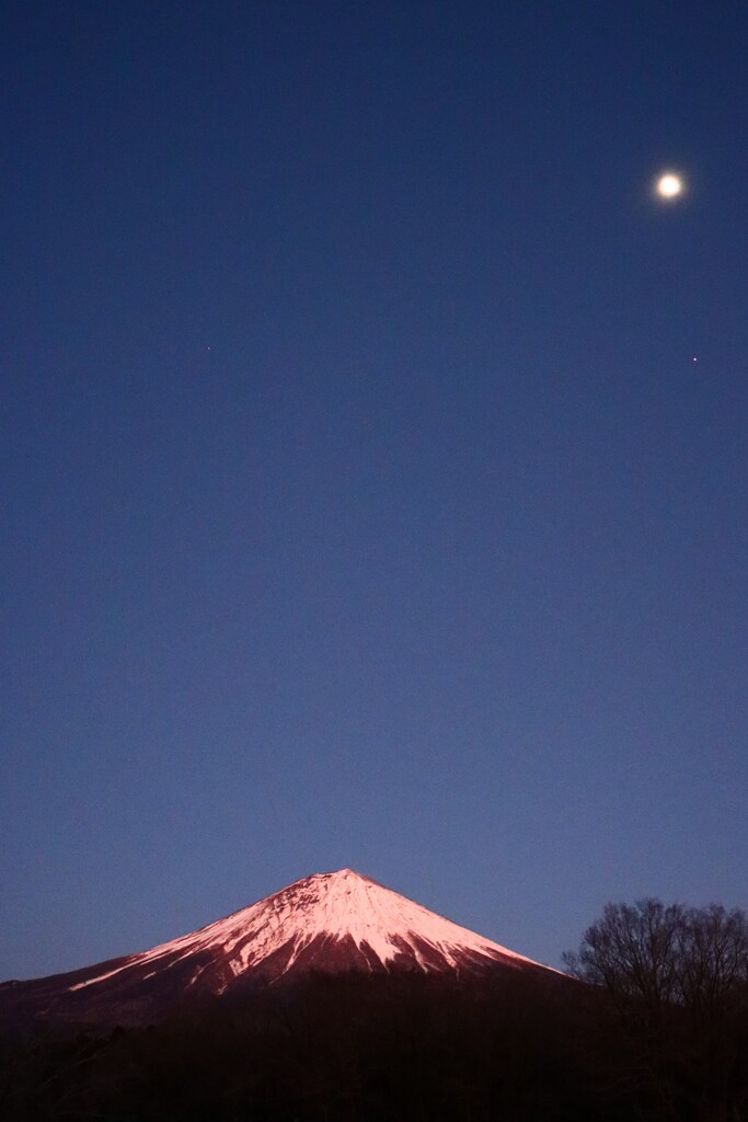月と木星と富士山