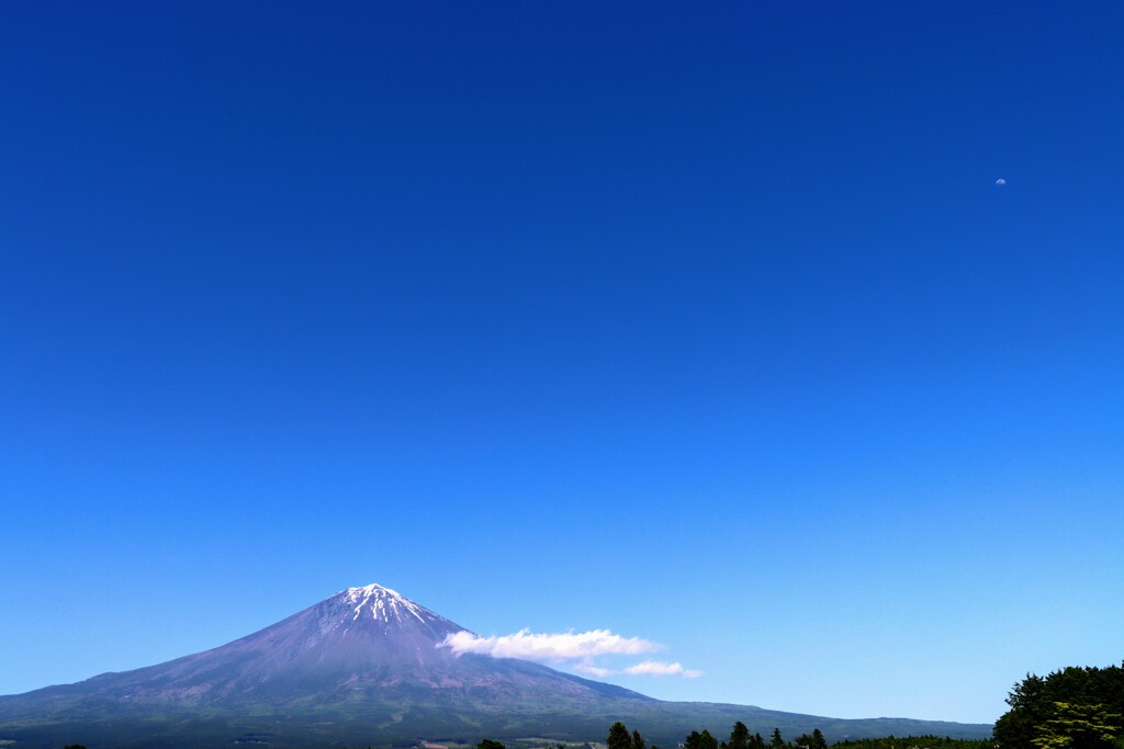 富士と月