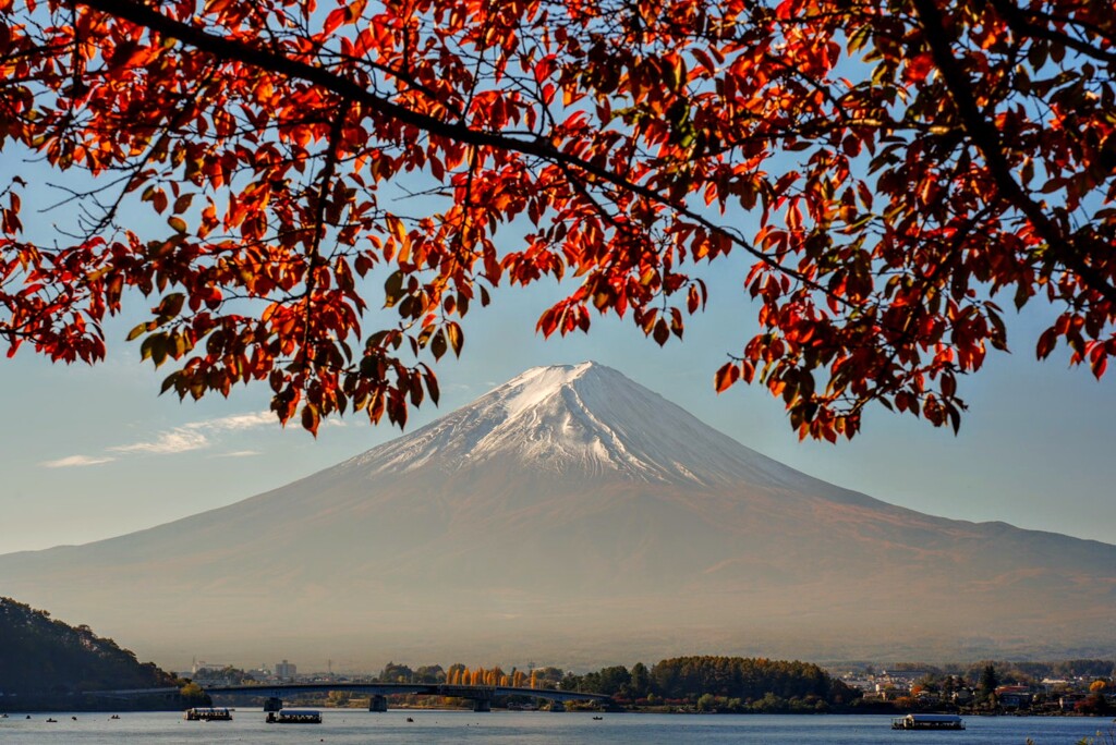 朝の河口湖