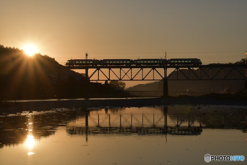 吉野川橋梁　夕景