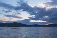 琵琶湖にて：夕焼け