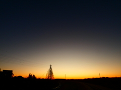 越辺川堤防上からの朝焼け