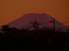 日の出直前の富士