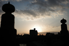 宇治駅近く夕陽
