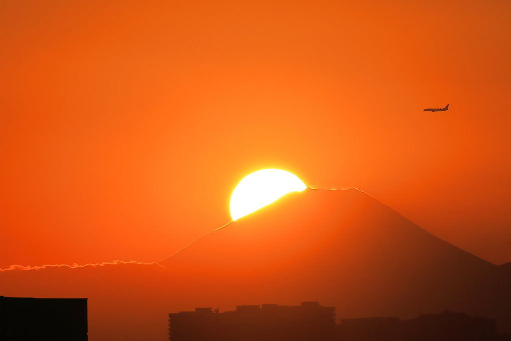 富士山に沈む夕陽②
