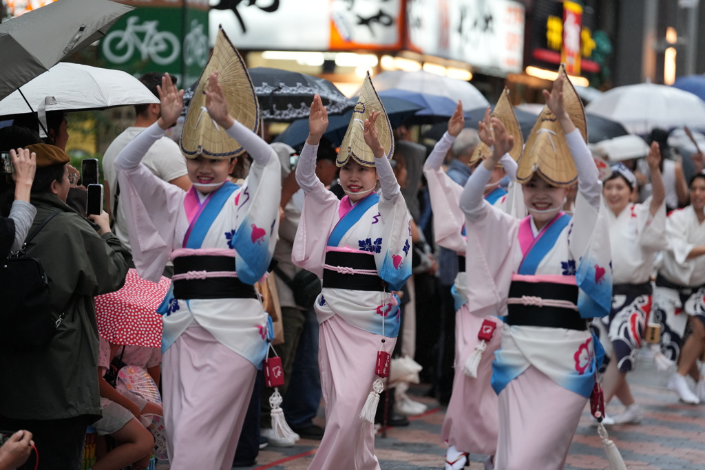 雨中の阿波踊り