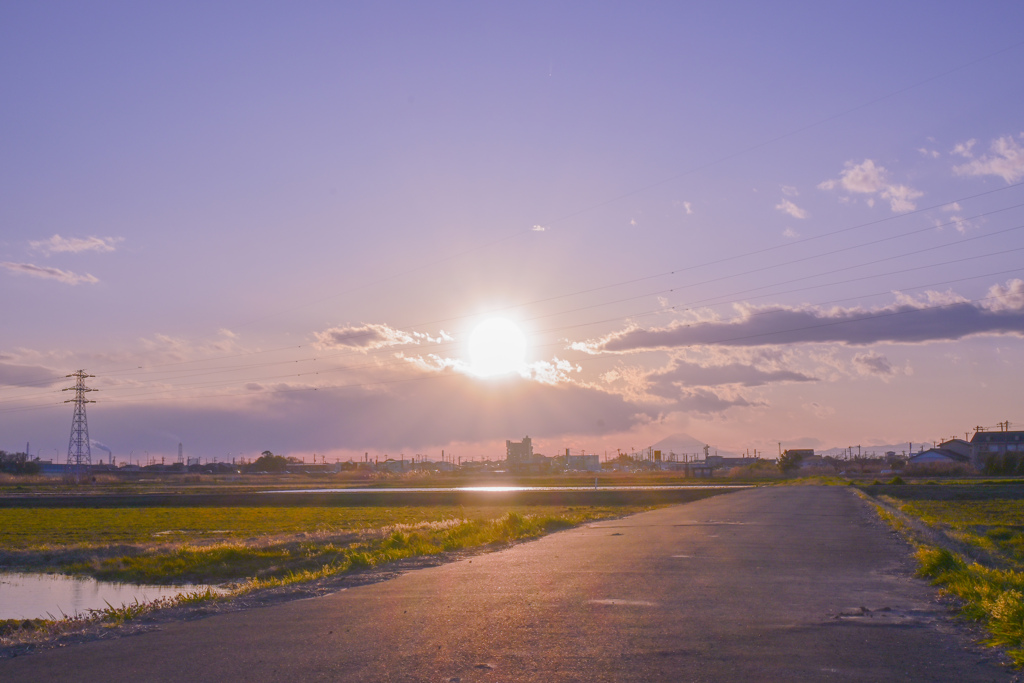 田舎の夕陽