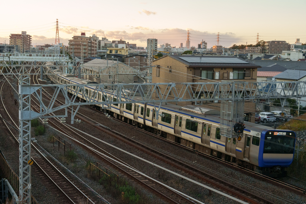 夕暮れの総武線