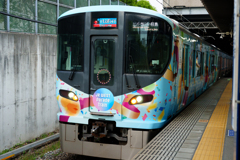 桜島駅にて