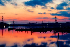 手賀沼の夕焼け