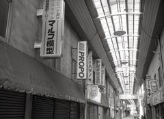 シャッター商店街の残された看板