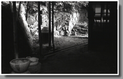 古い生活臭が残る古民家の裏庭