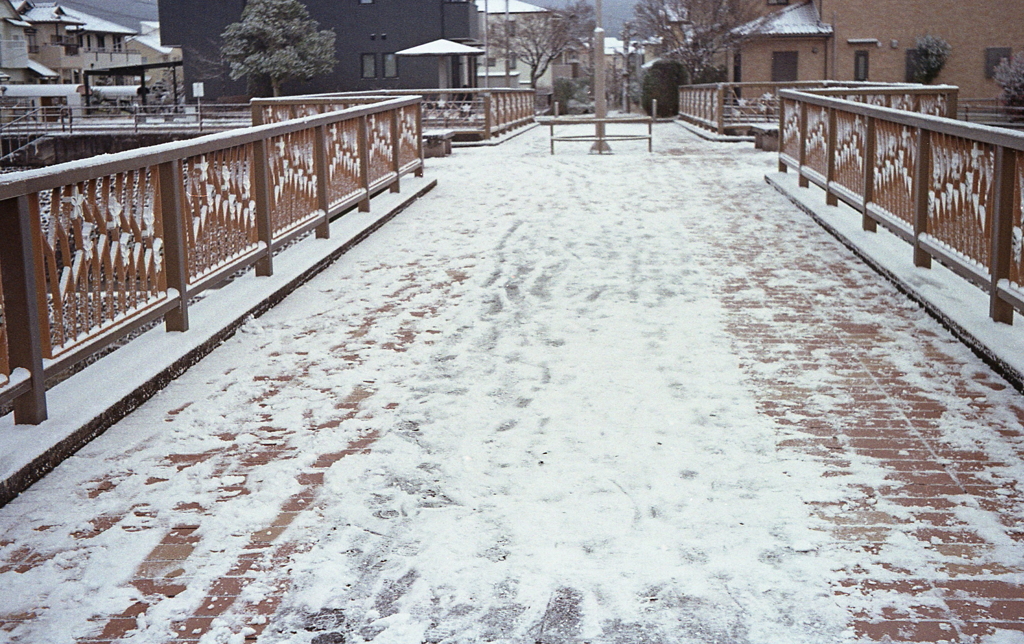 雪の橋は怖いね。（汗