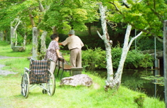 池の畔の父と母